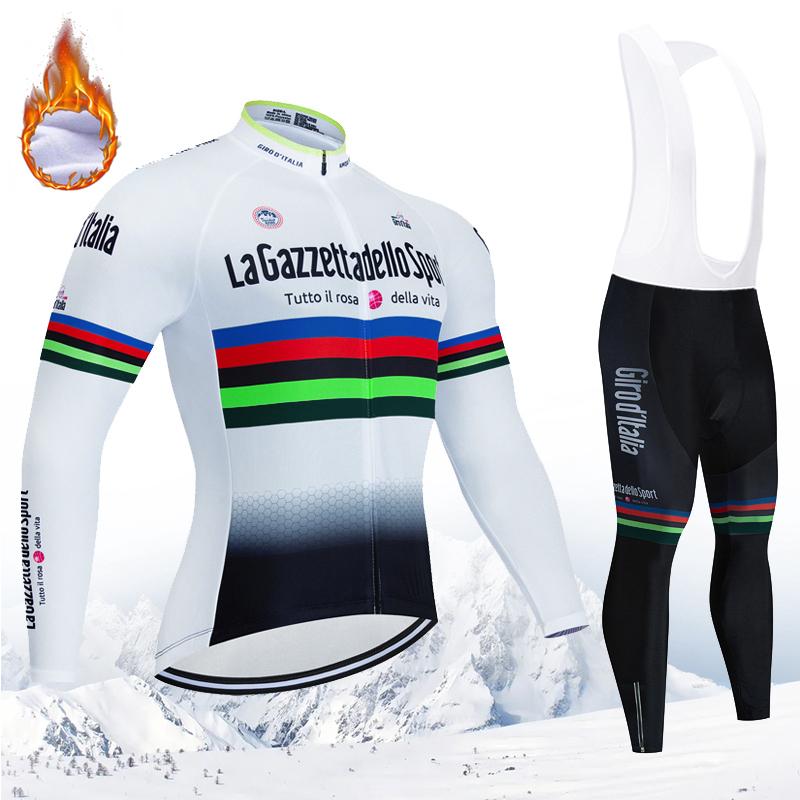 

Winter Thermal Fleece Long Sleeve Cycling Clothing Men MTB Bike Clothes Colorful Stripes Bicycle Jacket 2026 Winter Warm Cycling Clothing Set Asian size-S