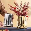 Silver Cloth Bag Ceramic Vase Folded Flower Pot Straight Tube Pleated Stacked Flowerpot Flower Vases Terrarium Home Decoration