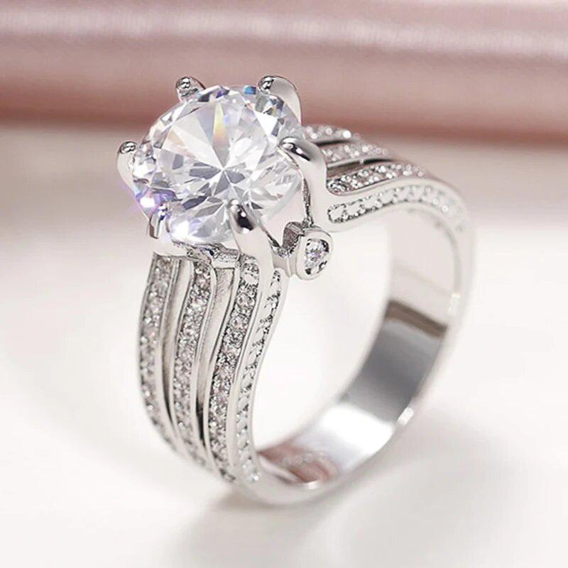 Luxury Zircon Full Diamond Ring, Light Luxury Elegant Ring For Women, Fashionable Personality Niche Single Ring