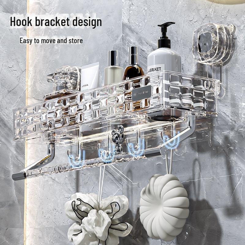 Punch-Free Bathroom Shower Storage Rack - Suction Cup Wall-Mounted Organizer