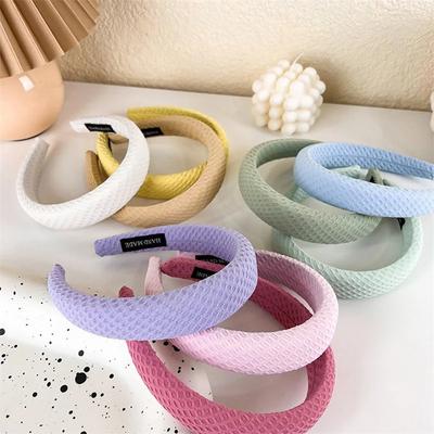 Novo Cocar Doce Xadrez Creme Mulheres Combina Com Tudo Esponja Para Sair Cor Sólida Faixa de Cabelo Lavar o Rosto Acessórios de Cabelo Menina