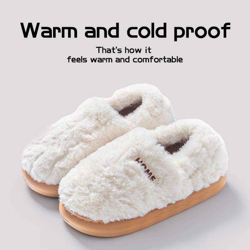 Cotton Slippers Women's Winter Bag Heel Home Warm and Non Slip Plush Cotton Shoes for Men Wearing Outside