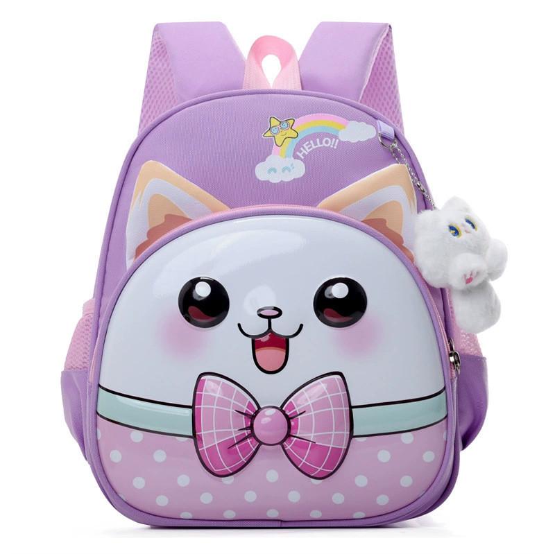 Little Car Rabbit Cartoon Backpack With Plush Pendant Oxford Cloth Bag School