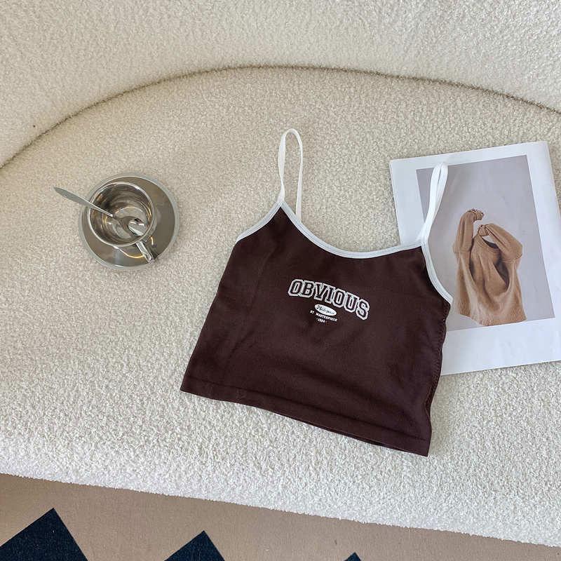 Alphabet Spice Sports Camisole Girly Girl with A Bra Pad Under The Undershirt To Prevent Exposure and Wear A Short Top