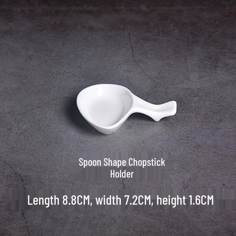 Pure White Ceramic Chopstick and Spoon Rest Set