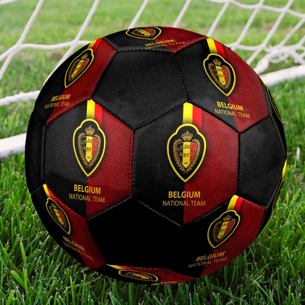 Belgium National Football Logo Size 5 Soccer Ball, Machine-Stitched PVC, Durable & High Bounce, All Ages Fit, Fan Merchandise, Matches & Outdoor Use.