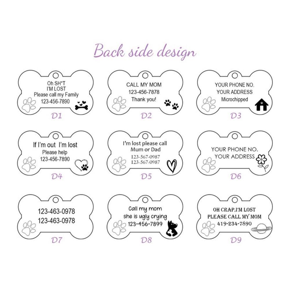 Personalized Customized Cute Pet Name Tag Stainless Steel Pet Cat And Dog Name Card Pet Collar Pendant Name Tag