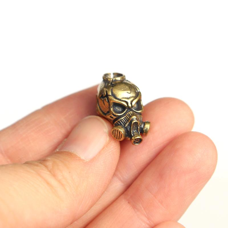 Biochemical Skull Head Brass Knife Beads Personality Punk Gas Mask Skeleton EDC Outdoor Tool Survival Paracord DIY Accessories