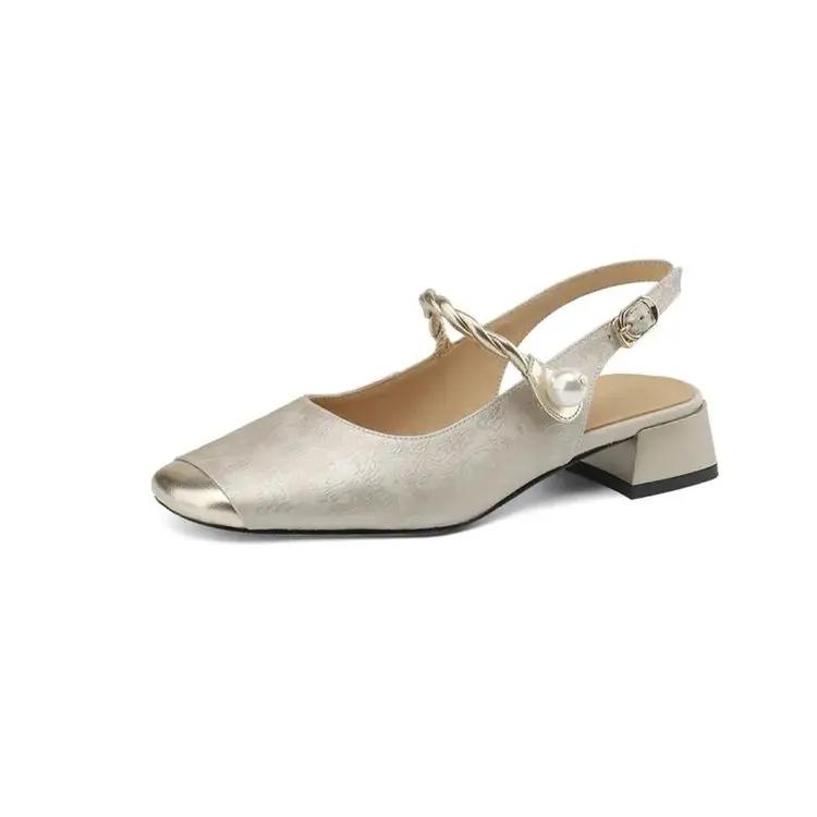 Fashion 2025 Spring Women Pumps Shoes Fashion Shallow Buckle Ladies Elegant Low Heel Shoes Thick Heel Round Toe Women's Mary Jane Shoes