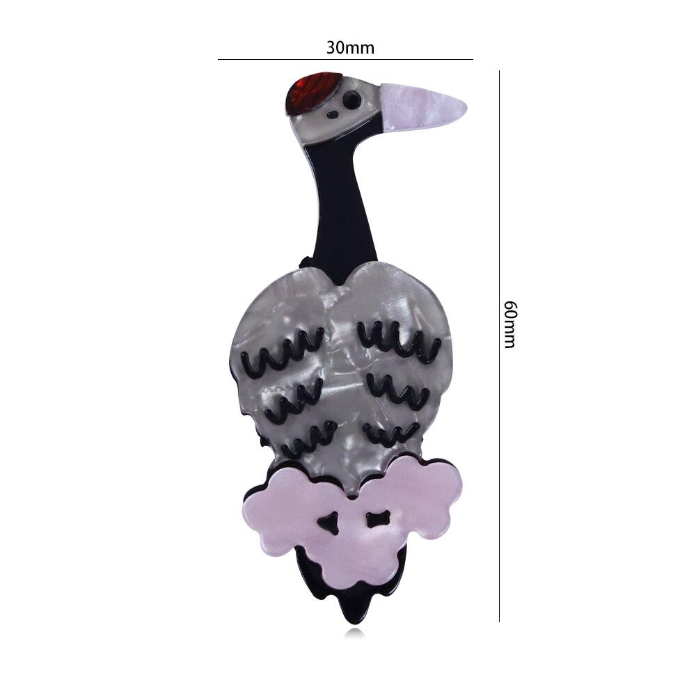 Blucome Custom New Acrylic Crane Brooch Pin Fashion Cute Bird Animal Brooch Badge For Women Lovely Banquet Party Accessories
