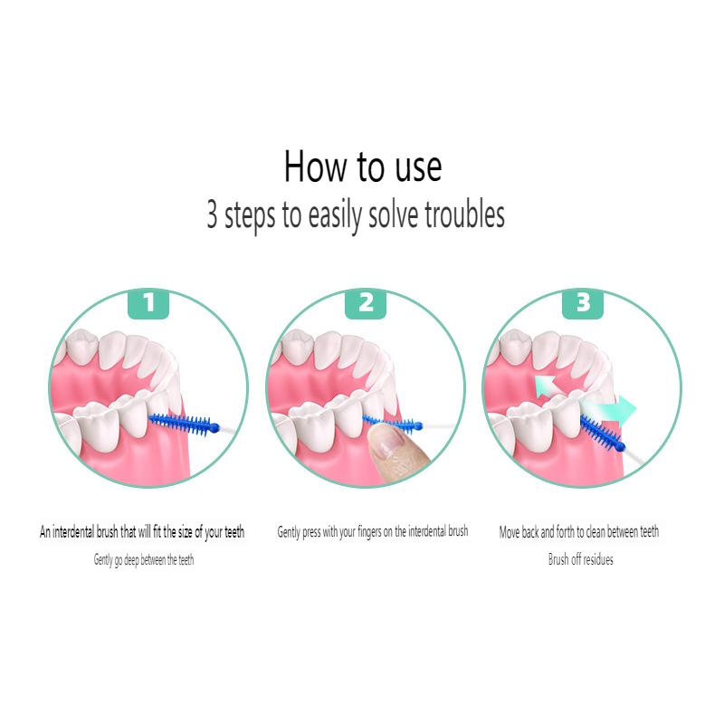 200 Pcs/Box Silicone Interdental Brushes Super Soft Dental Floss Toothpick Brush Between Teeth With Thread Oral Cleaning Tools