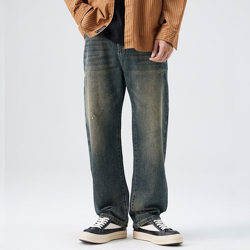 American High Street Scimitar Jeans Men's Spring Loose Casual Pants Old Wide-leg Pants