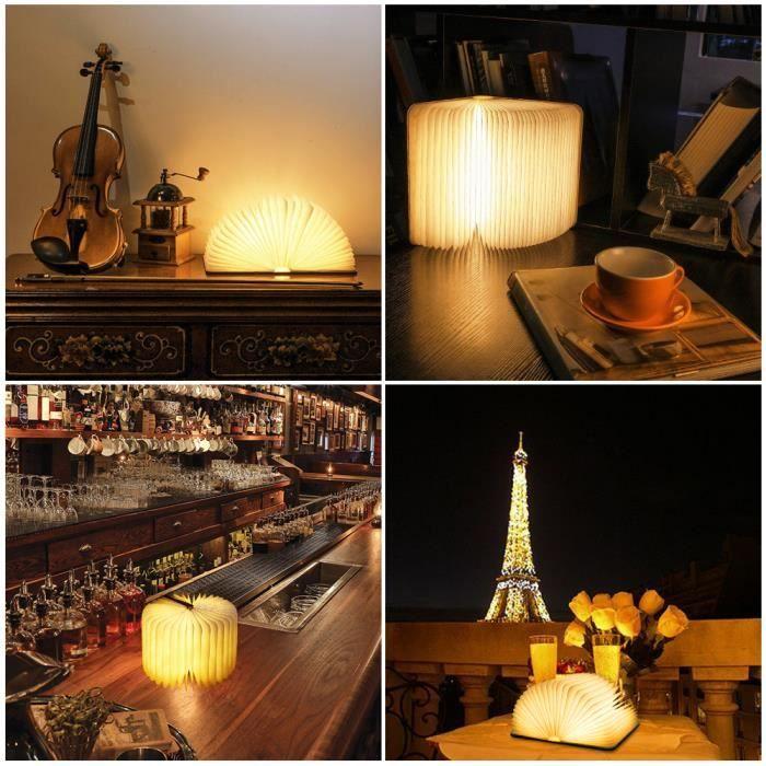 Tischleuchte - Lampe - Faltbar - Wiederaufladbare LED - Holz in Weißahorn - Ideales Geschenk