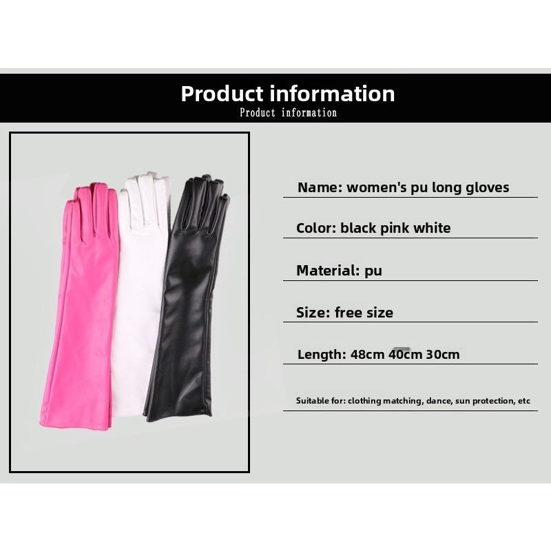 Meier Women's 50cm leather gloves - extended length fashion pu leather gloves