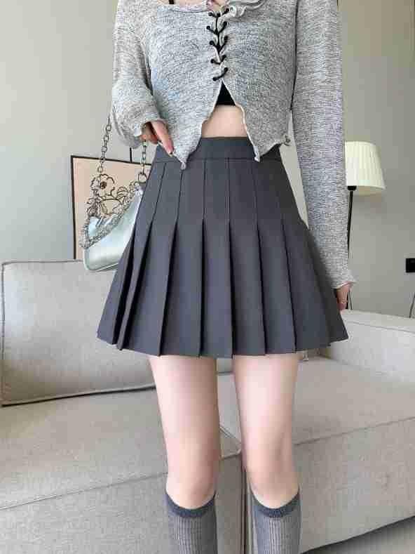 Women High Waist Pleated Skirt A-Line Mini Skirt JK College Style Student Short Skirt