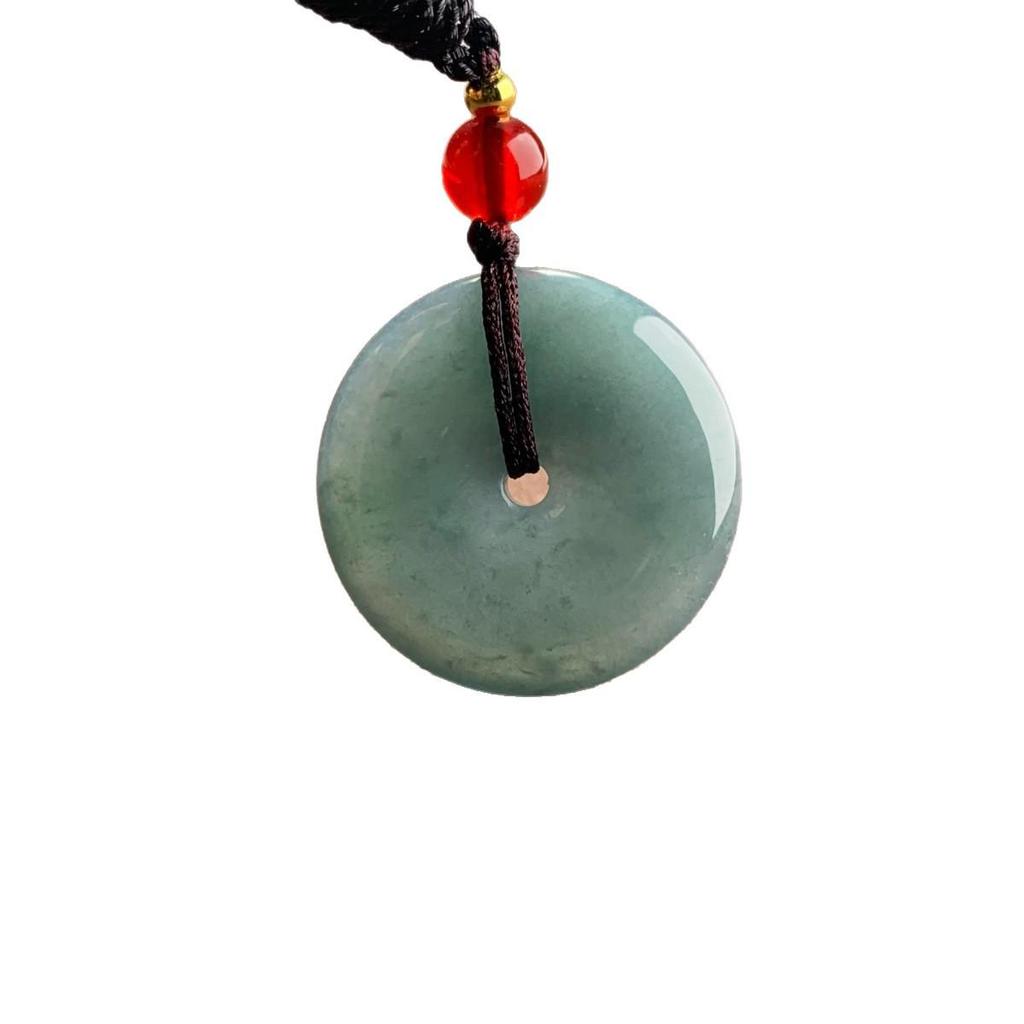 Natural A-grade Blue Jade Pendant - Unisex Round Buckle Design
