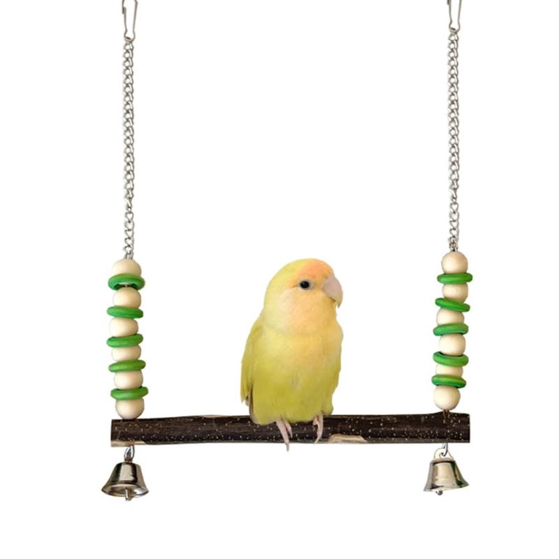 Bird Gym Swing Toy Birdcages Wood Beads Swing Toy Grinding Chewing Toy for Small Medium Bird Birdcages Hangable Perches Toy