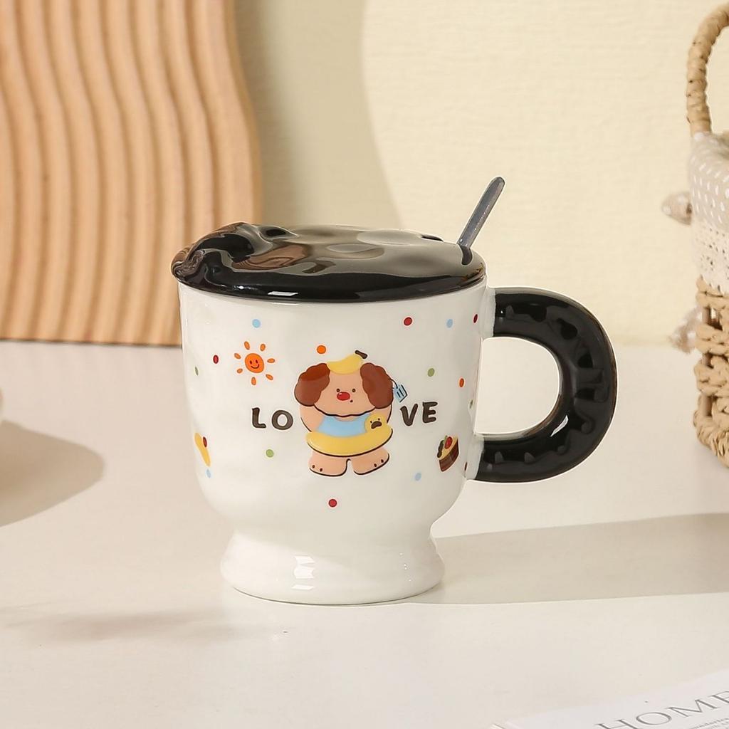 Creative Cartoon Puppy Ceramic Cups Couple High Appearance Level Mugs Office Drinking Cups  Milk Cups Tall Glasses