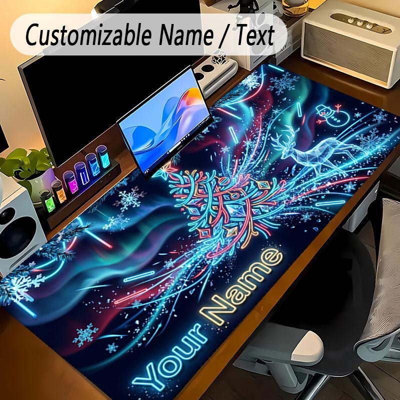 Christmas Theme Personalized Mouse Pad Custom Name Text Non Slip Desk Pad For Laptop Office Desktop