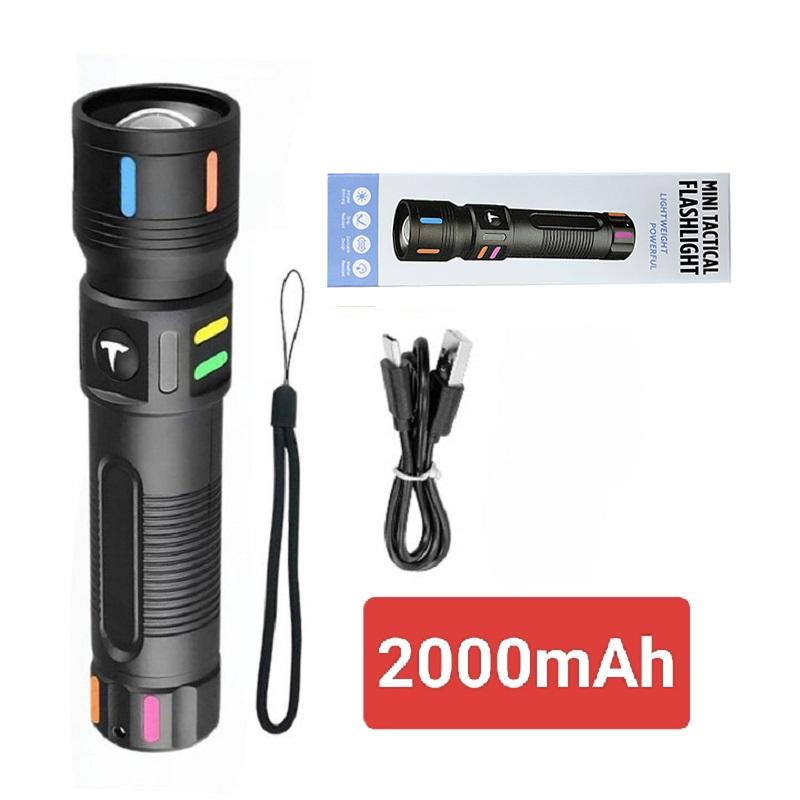 

НОВЫЙ мощный небольшой фонарик, светодиодный фонарик высокой мощности, перезаряжаемый, 2000 мАч, встроенный аккумулятор, флуоресцентный, ABS, портативный фонарик