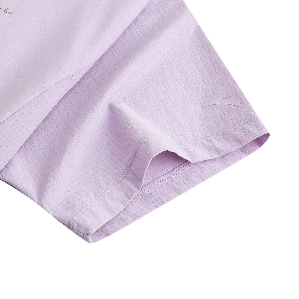 Anta Comfortable Short Sleeve Knitted Sports T-Shirt Women tops Purple 162527116-3