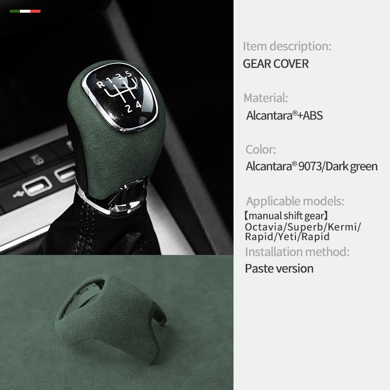 Car Center Console Gear Shift Head Knob Cover Trim For Skoda Octavia Superb Kermi Rapid Yeti Rapid Alcantara Suede Accessories