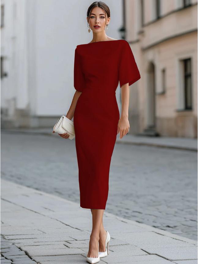 2026 Elegant One-Shoulder Solid Color Summer Dress for Women