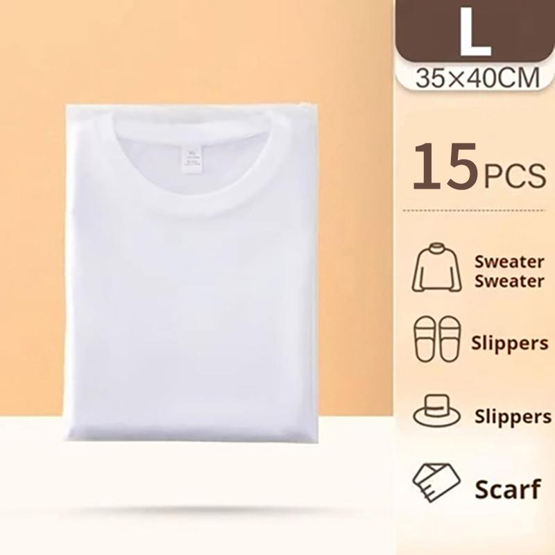 10/15Pcs Reusable Zipper Bag PE Frosted Transparency Plastic Waterproof Travel Packing For Clothes Underwear Classified