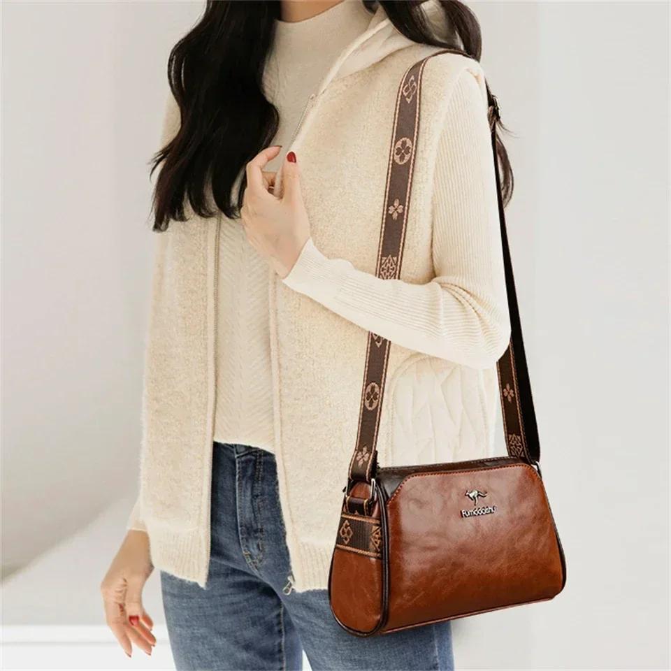 Women High Quality Soft Leather Shoulder Bags Luxury Designer Purses Crossbody Bag Ladies Vintage Messenger Commuting