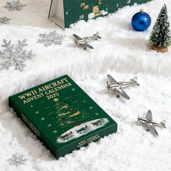 Calendar de Advent Yousheng Avioane din Al Doilea Război Mondial 2025 24 de Zile Avioane de Vânătoare Ornamente Calendar de Numărătoare Inversă de Crăciun Miniaturi de Colecție Avioane de Război Model pentru Colecționari