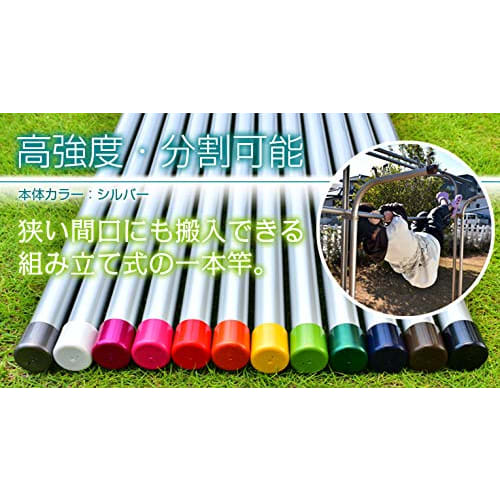 Toyotomi Metal 3.5m Clothes Drying Pole, Assembled, Rust-Proof, 3.2cm Diameter, 3.5m Length, Silver (Cap Color: Silver)