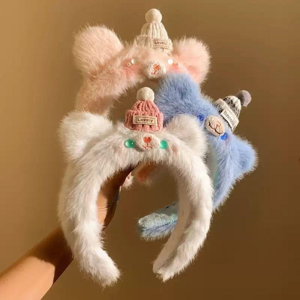 Soft Plush Headbands Fluffy Animal Hair Hoops Cartoon Headwear Cute Hairbands Girls