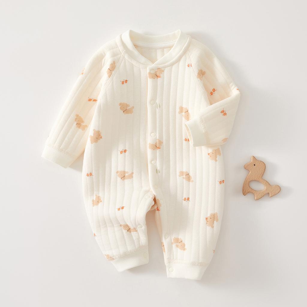 Newborn Baby Clothes Warm Cotton Quilted Romper Long Sleeve Infant Onesie Autumn Winter Thickened Outfit