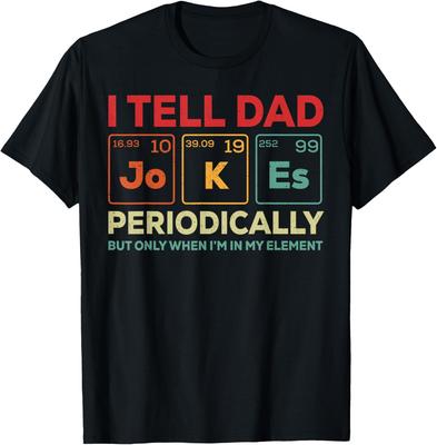 Dad Jokes Periodisch Element Grafik T-Shirt Vintage Baumwolle Kurzarm T-Shirt für Herren