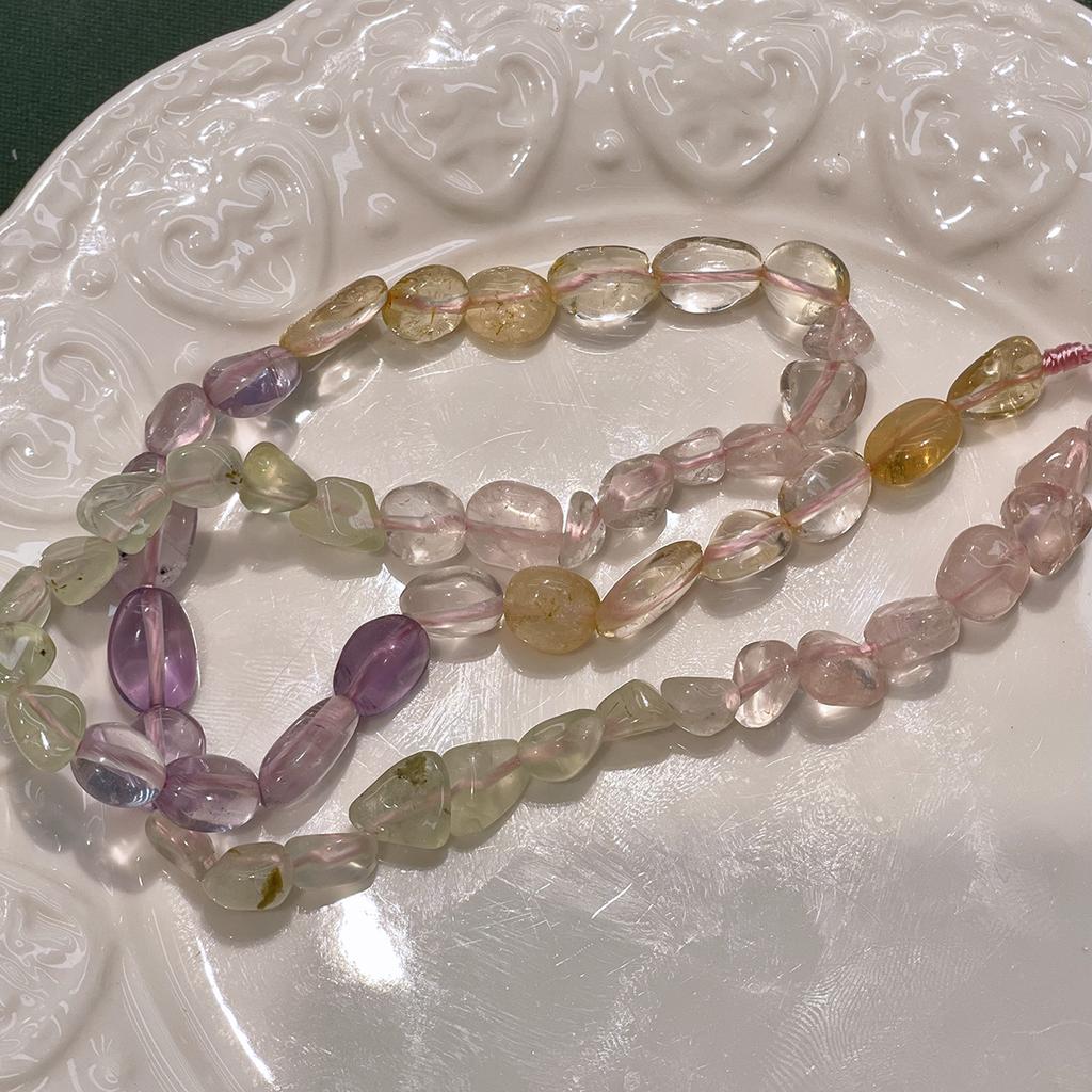 1 Strand Natural Color Fluorite Flat Tumbled Beads 7×10mm 38cm Irregular Loose Stone Beads For DIY Necklace Bracelet Jewelry Making