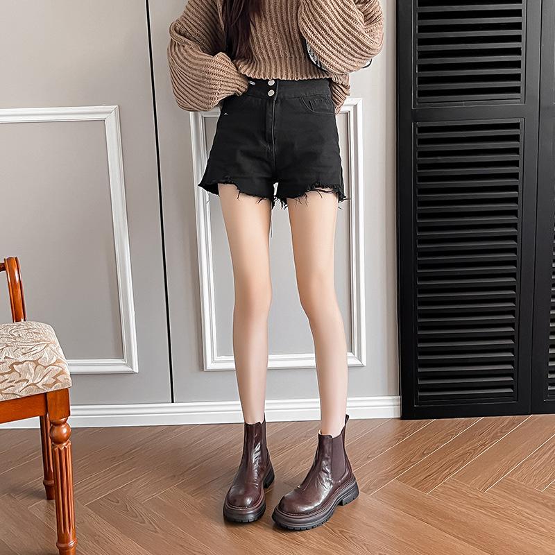 2024 Autumn Boots Women Genuine Leather Shoes for Women Round Toe Ankle Boots Chunky Heel Shoes Western Boots Platform Shoes