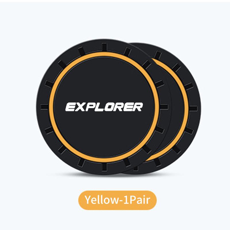 For Ford 2Pcs Car Logo Silicone Coaster Anti-Slip Water Cup Drink Mats Auto Accessories Escort KA Flex Everest KA Expedition