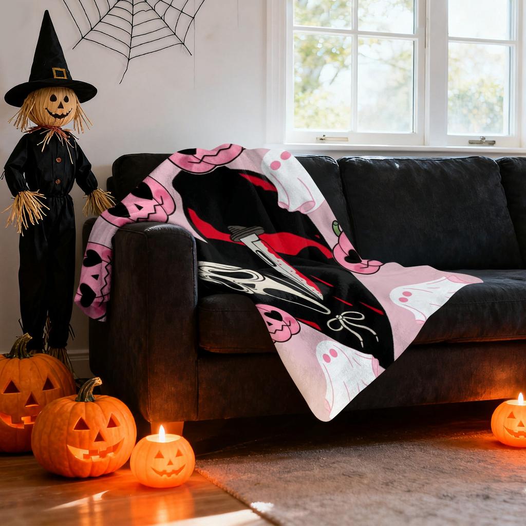 Gothic Blanket, Gift For Ladies And Girls, Spooky Spiderweb Spider Horror Print, Halloween Birthday Christmas Party Gift Home Decor Sofa Throw