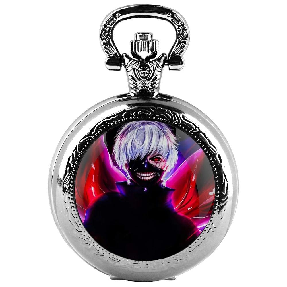 

Anime Tokyo Ghoul Theme Glass Dome Vintage Quartz Pocket Watch Men Women Pendant Necklace Chain Charm Clock Hours Jewelry Gifts
