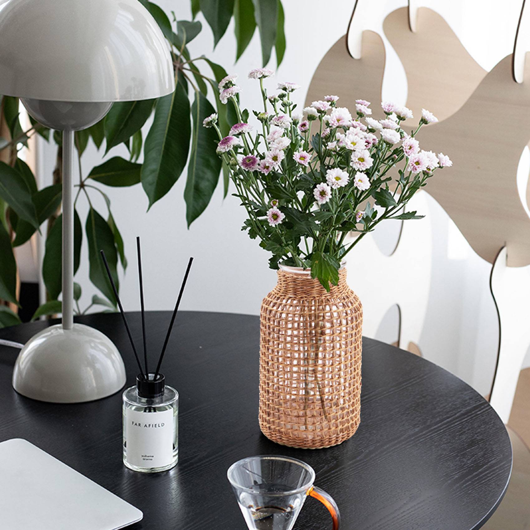 Straw Glass Flower Vase Japanese Flower Pot In The Nordic Contracted Creative Flower Basket To Water Plants
