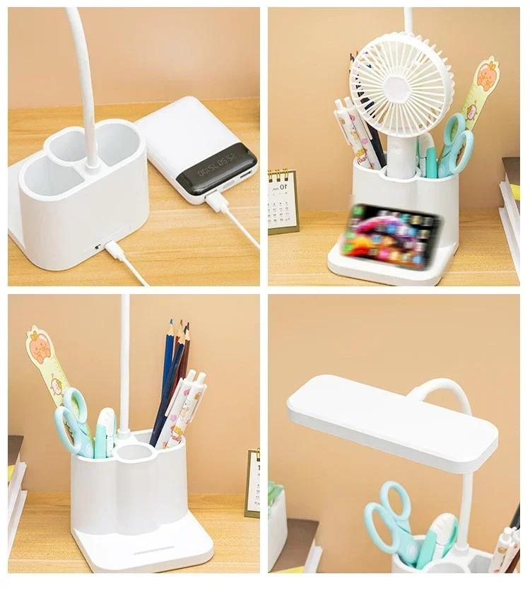 LED Reading Desk Lamp Portable Study Lamp USB Plus In Table Light Touch Dimming Learn Eye Protection Light Room Office Lighting