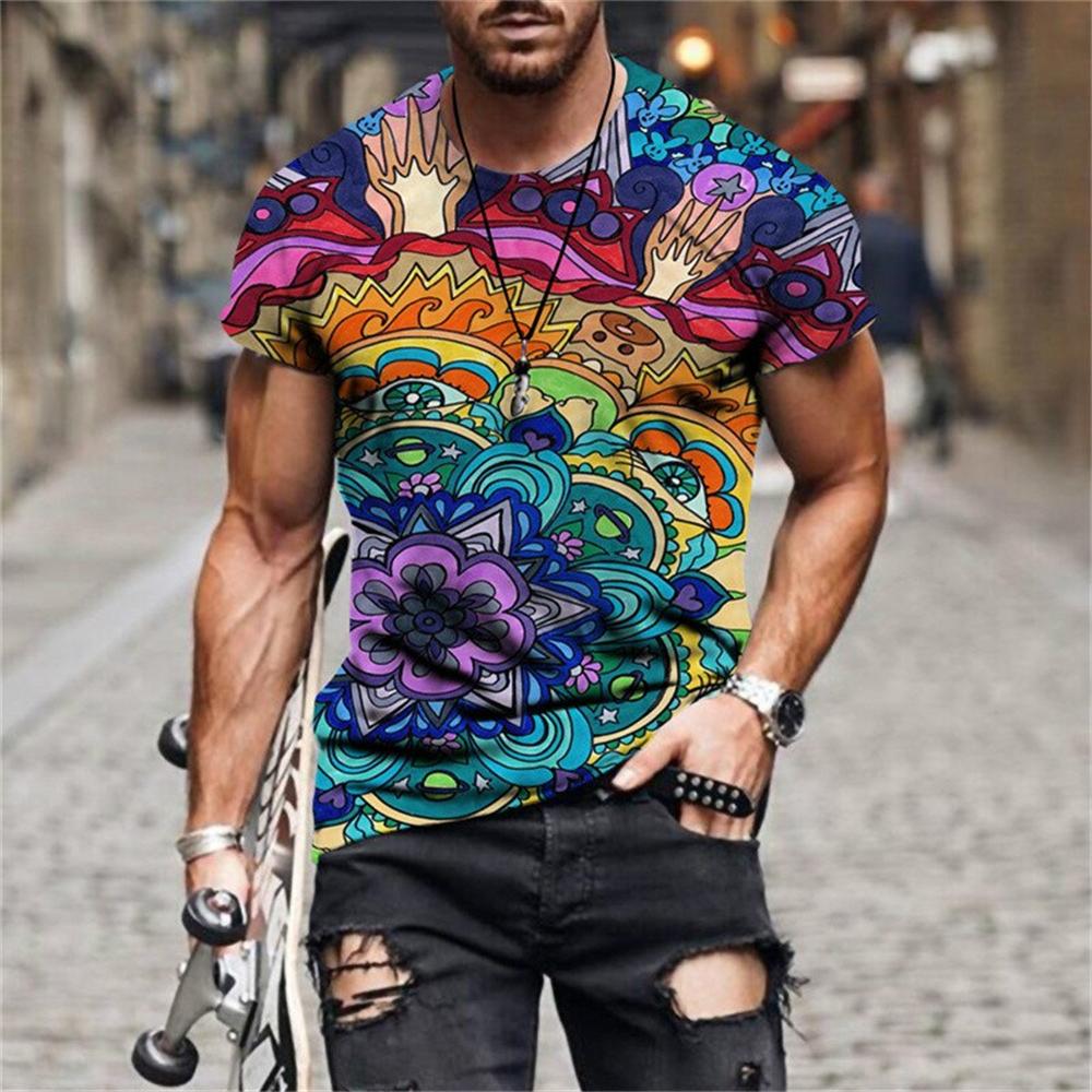 Summer Ethnic Style Original Men's T Shirts Fashion Unisex Casual Printed Tee Personality O-Neck Short Sleeve Tshirt