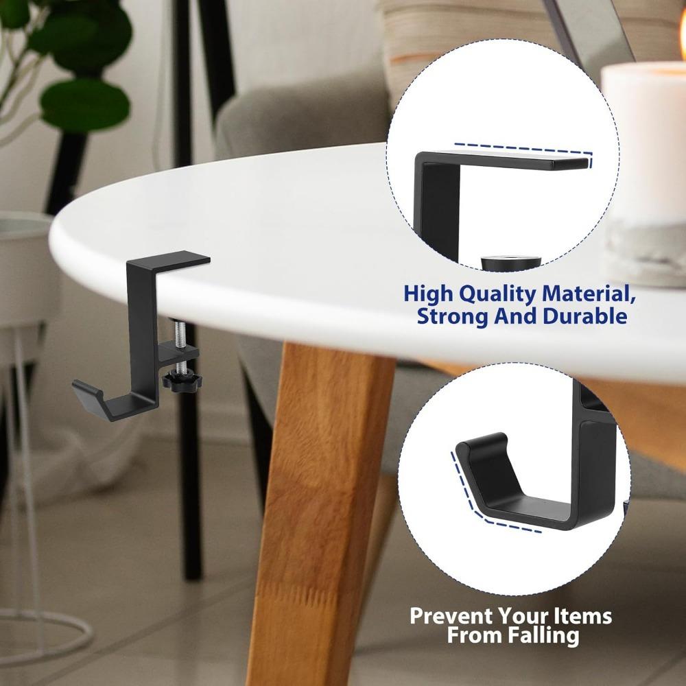 Non-Slip Metal Adjustable Desktop Hook - Ideal for Hanging Backpacks, Handbags, Headphones Wallets No-Drill Installation, Perfect for Home, Office
