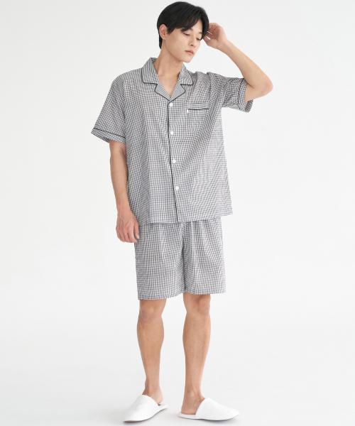 [May Flower] Shepherd Check Short-sleeve 100% Cotton Men's Plus Size Pajama Set [Shipped from Korea] 100% Authentic