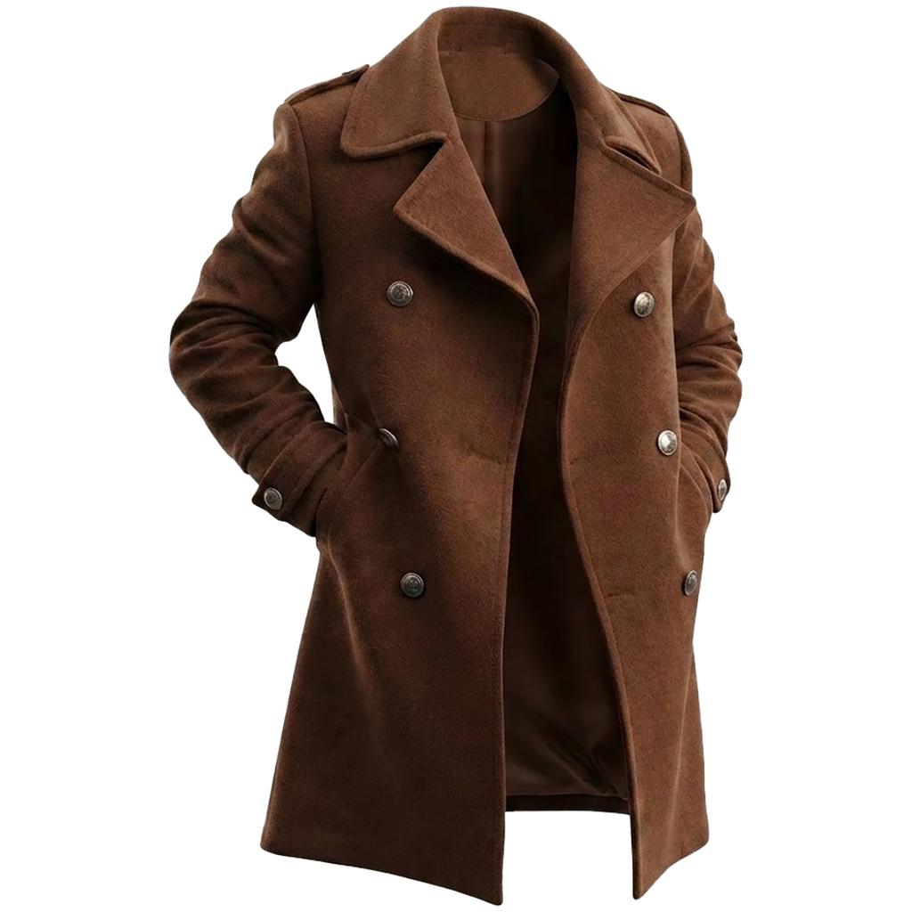 Men's Double-Breasted Overcoat, Warm Thick Winter Coat