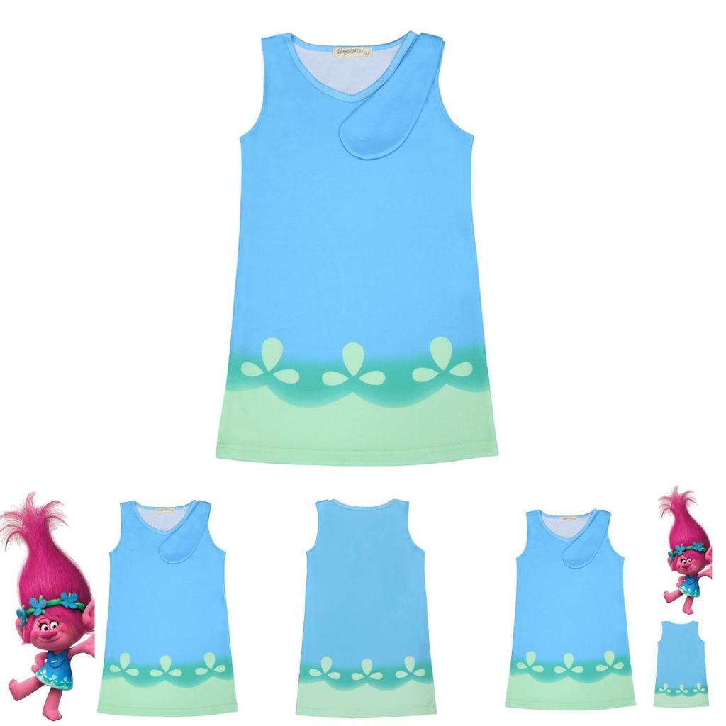 Entzückendes Trolls Poppy Cosplay-Kostüm für Kinder Perfekt für Geburtstagsfeiern