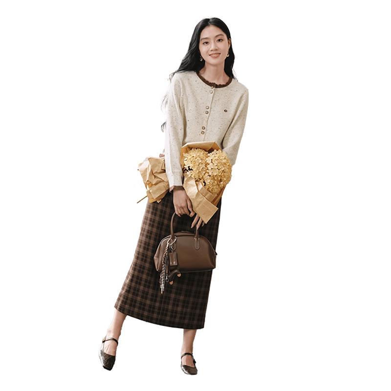Xiangying Women s Retro Plaid A-Line Skirt S
