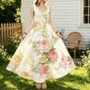 U-Neck Floral Sleeveless Maxi Dress,Lightweight Flowy Fabric,Loose Fit,Ideal for Beach Vacations & Summer Casual Wear,Chic & Elegant