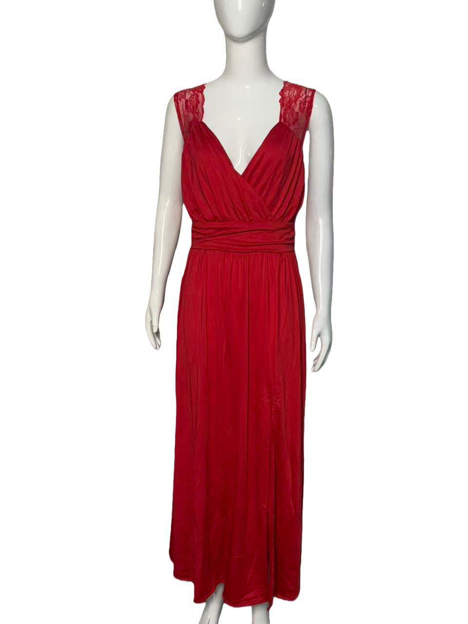 

Европейский и американский стиль, женское платье без рукавов, кружевное, с открытой спиной, с разрезом по подолу XXL красный