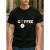European Sizes Black Coffee-Themed Creative Print | Simple and Fashionable Men'S Round-Neck T-Shirt